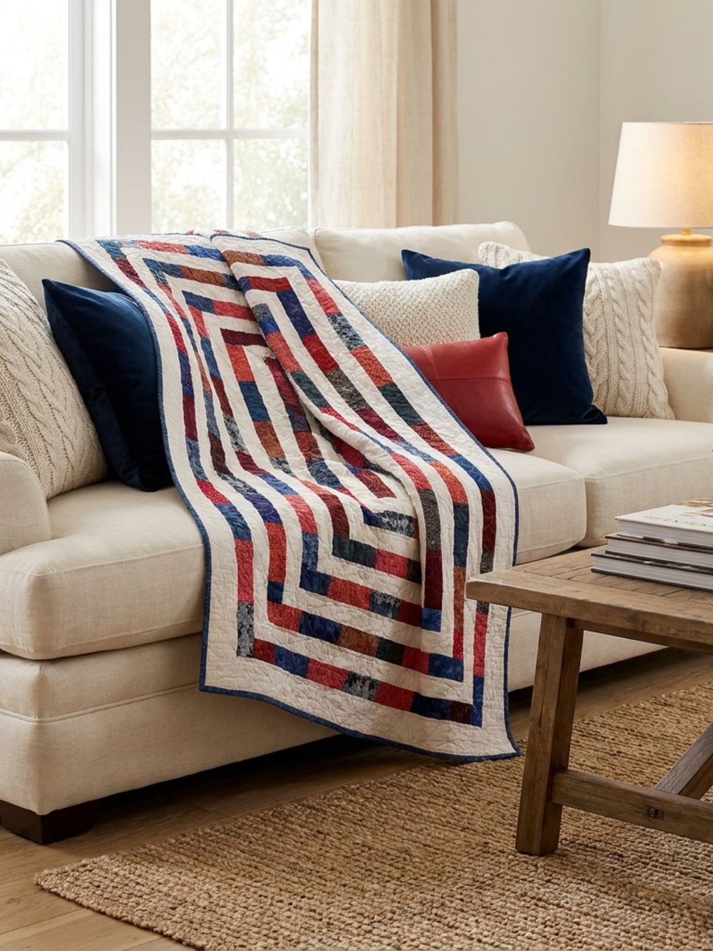 PATCHWORK QUILT THROW BLANKET 44 x 63